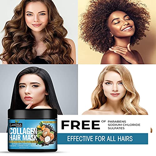 Image of Luxura Sciences Collagen Hair Mask /After Shower Conditioner With Black Seed Oil, Argan Oil & Shea Butter 100G (Refreshing Peace)