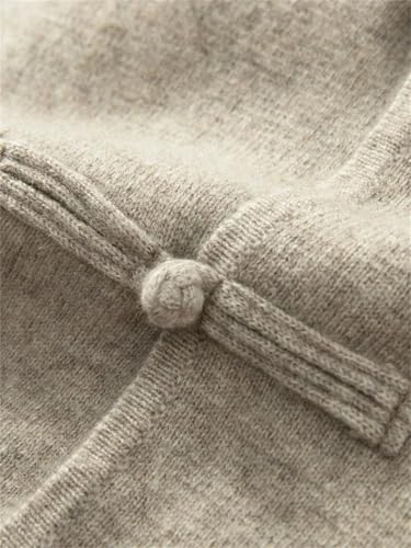 Men Soft Warm Long Sleeve Mock Neck Sweater Chinese Style Buttons Cardigan Solid Merino Wool Knitwear3