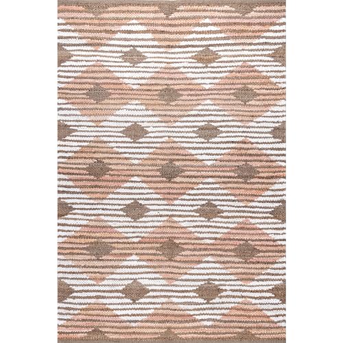 Tapis en jute nuLOOM Marla rose mini format pour protéger meuble - 7