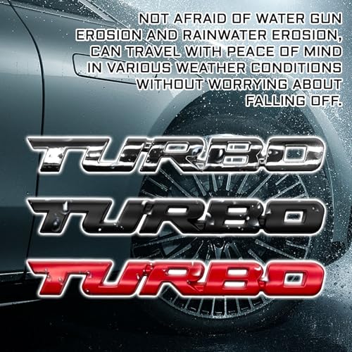 Image of Msyuusr 2PCS Turbo Car Emblem, Premium Metal Turbo Badge, 3D Turbo Metal Fender Logo Badge Sticker, Car Accessories Car Emblem Decal for All Cars, Truck, SUV（Black）