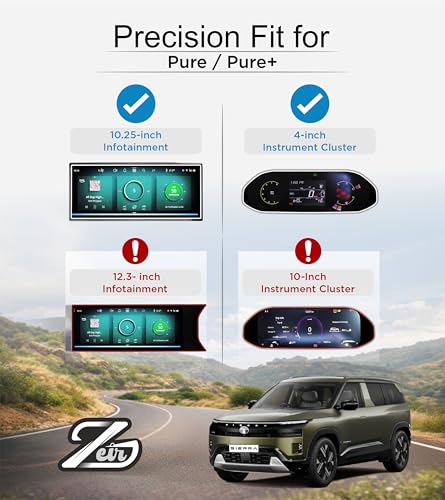 Image of ZEIR [4 PACK Screen Protector Compatible with Tata Sierra 2026+ | Infotainment Stereo Display Guard [Not Tempered Glass] (4Pc [10 inch Info+Speedo])