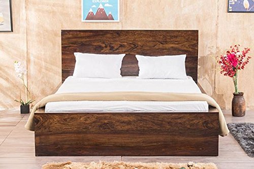 Image of Sheesham Solid Wood Queen Size Charlie Box Bed