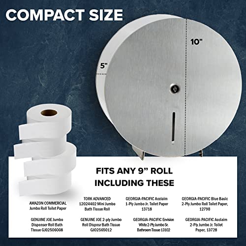 Scuddles Single-Roll Jumbo Toilet Paper Dispenser Stainless Steel For Commercial Or Home Use Wall Mount Dispenser Commercial Holder For Tissue Paper With 2 Keys & Lock #TOP6