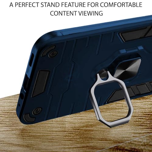 Image of AESTMO iQOO Neo 6 5G Back Case Cover | Tough Armor Bumper | Ring Holder & Kickstand in-Built | 360 Degree Protection Cover for iQOO Neo 6 5G (Blue)