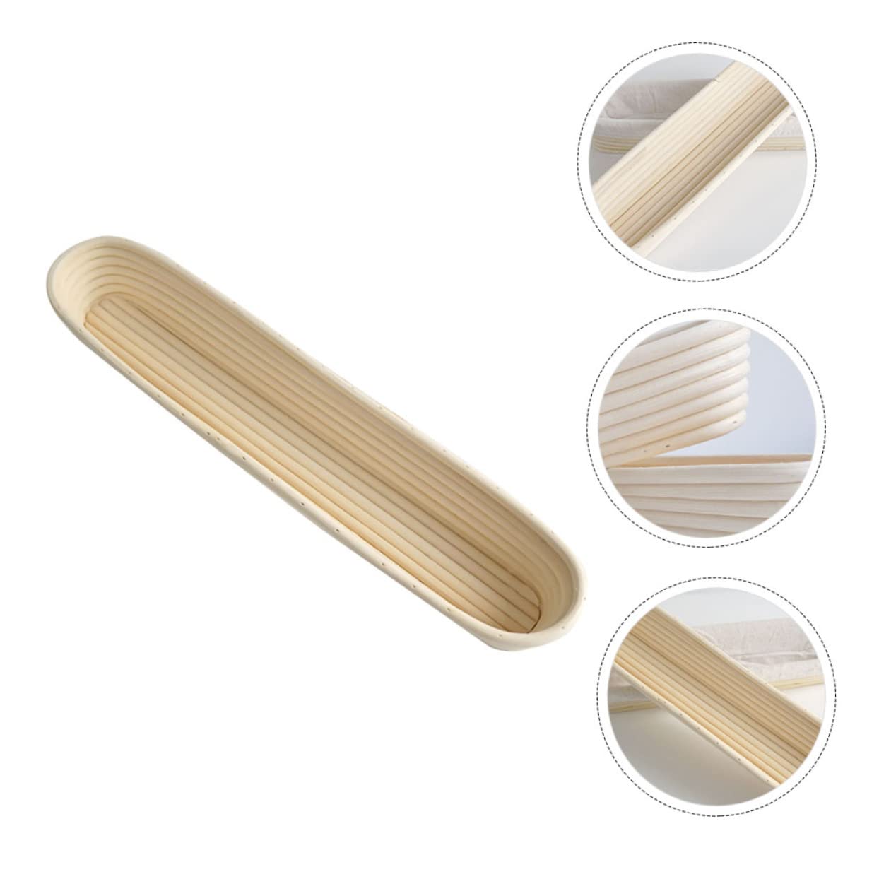 Langer Brotkorb für Teigführung, Wiederverwendbar, Handwaschbar, Beige | Brotbacken und Gärung, für Erfahrene Bäcker und Anfänger zu Hause, aus Weide, 1 Stück Zufällige Farbe