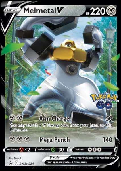 Pokemon - Melmetal V SWSH224 - Pokemon Go - Carta promozionale Black Star - Foglio Holo