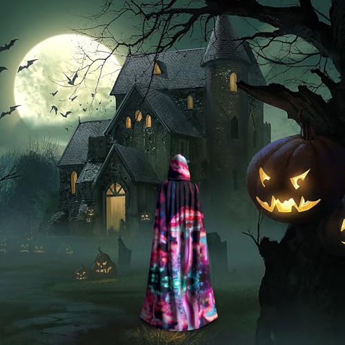 Manteau à capuche avec imprimé champignon fluorescent cape longue et fluide - 7