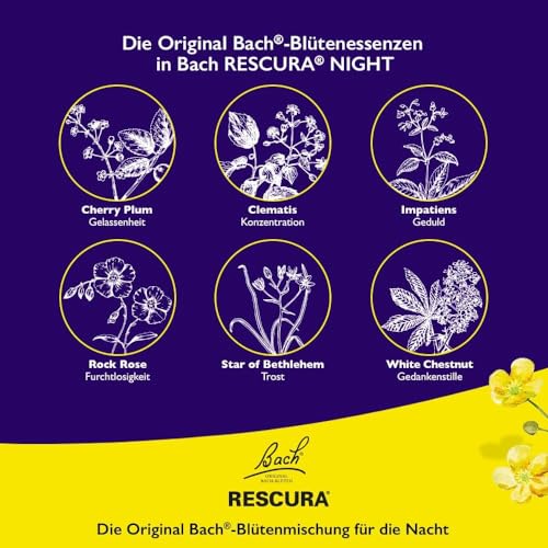 Original Bach RESCURA NIGHT Tropfen alkoholfrei: (ehemals Rescue) Bachblüten-Mischung + White Chestnut, 20ml