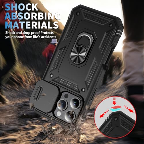 Coque iPhone 16 Pro noire antichoc avec protège-objectif coulissant de 6,3 pouces - 3