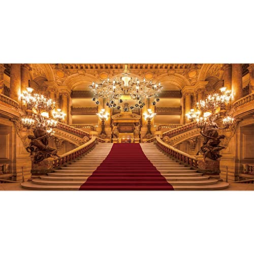 Fotografie-Hintergrund 3x2,5m – Roter Teppich Mit Goldenem Schloss-Design Für Hochzeit, Party & Video-Shooting