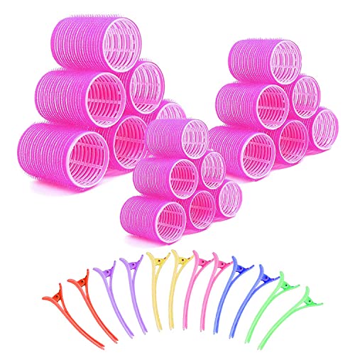 Rulos Pelo, 30 Pieza Rulos, 25mm 36mm 44mm Rulos Pelo Grandes, Hair Rollers con 12 Clips de Pico de Pato, Rulos Para el Pelo, Rulos Pelo Corto Apto para Salón Peluquería