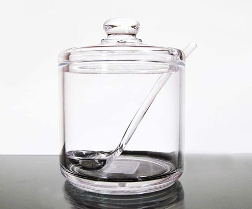 Miniatura 3 de 2 tazones de azúcar acrílicos limpios tarros de especias ollas de almacenamiento con tapa cuchara