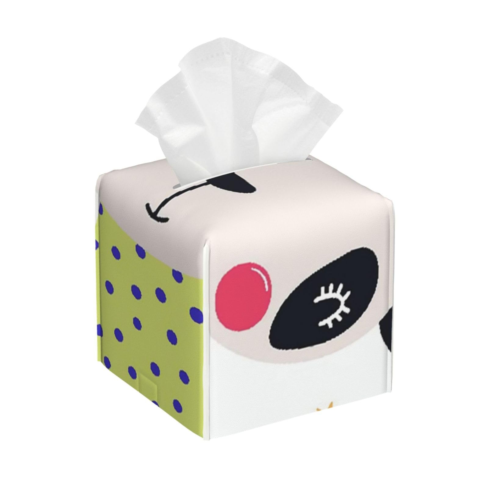 A Cute Funny Panda in A Shirt and Crown with Stars PVC Cube Tissue Pack for Home Office Bathroom Use