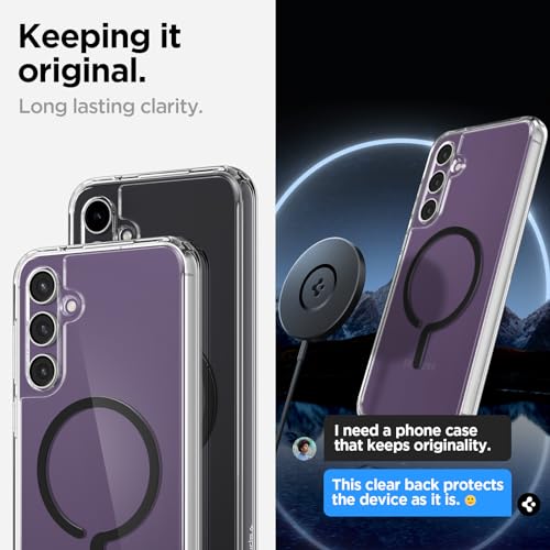 Image of Spigen Ultra Hybrid OneTap Metal Ring MagFit | Samsung Galaxy S23 FE Case [Transparent] [Magsafe] Galaxy S23 FE Back Cover | TPU+PC - Black