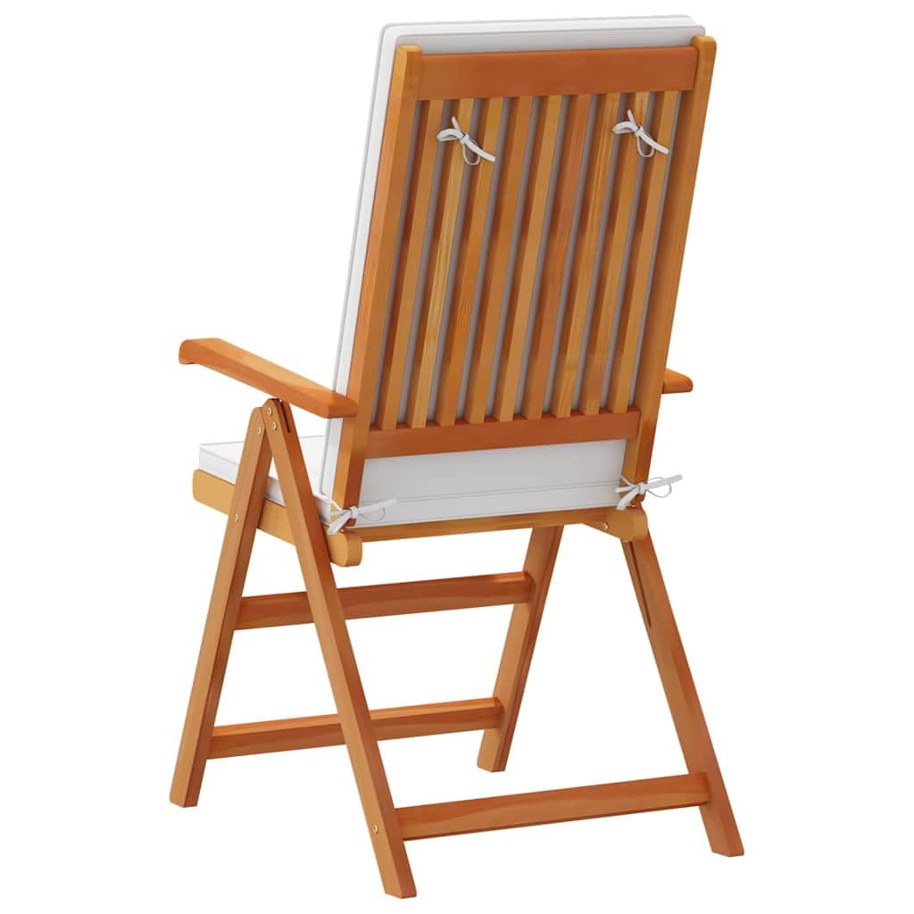 Krzesło ogrodowe, 8 sztuk, brązowo-białe, lite drewno tekowe, 57 x 71,5 x 104 cm, krzesło z wysokim oparciem, krzesło na balkon, do relaksu
