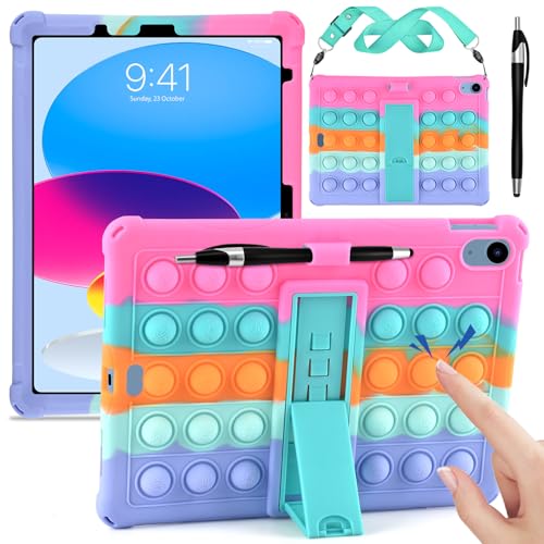 KATUMO Silicone Case for iPad (A16) 11th Generation 11 Inch (2025) / iPad 10th Generation 10.9 Inch (2022) Soft Rubber Cover with Stylus Pen and Shoulder Strap