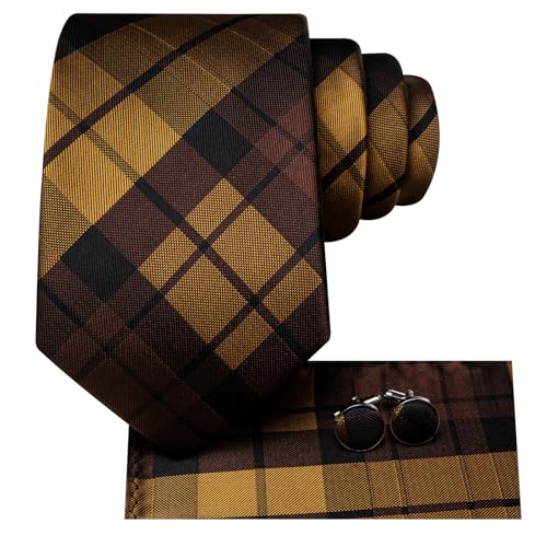 Image of Hi-Tie Mens 70inches Tie Set Extra Long Necktie for Men Cufflinks Handkerchief Big Tall Men Business Wedding