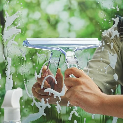 Image of New Talent 2 PCS Shower Squeegee Transparent, for Shower Glass, Shower Doors, Bathroom, Window and Car Glass(1 Large and 1 Small)