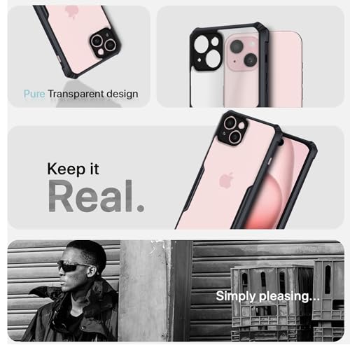 Image of Pikkme Back Cover | Crystal Clear Transparent Back | Ultra Hybrid | Full Camera Protection | Raised Edge | Bumper Back Case for iPhone 15 Plus (Black)