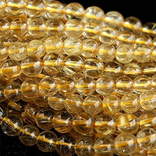 Quartz rutilé doré naturel perles rondes 4mm d'exception pour création de bijoux uniques