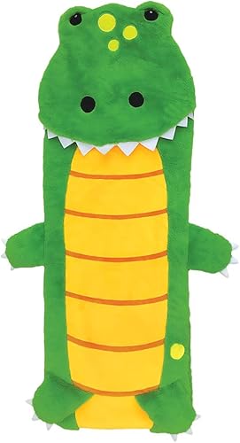 iscream Dinosaur Buddy - Saco de dormir con cremallera y forro polar sintético de sherpa de 73 x 25 pulgadas