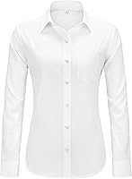 J.VER Women's Wrinkle-Free Long Sleeve Button Down Shirt - Business Casual Work Blouse with Pocket