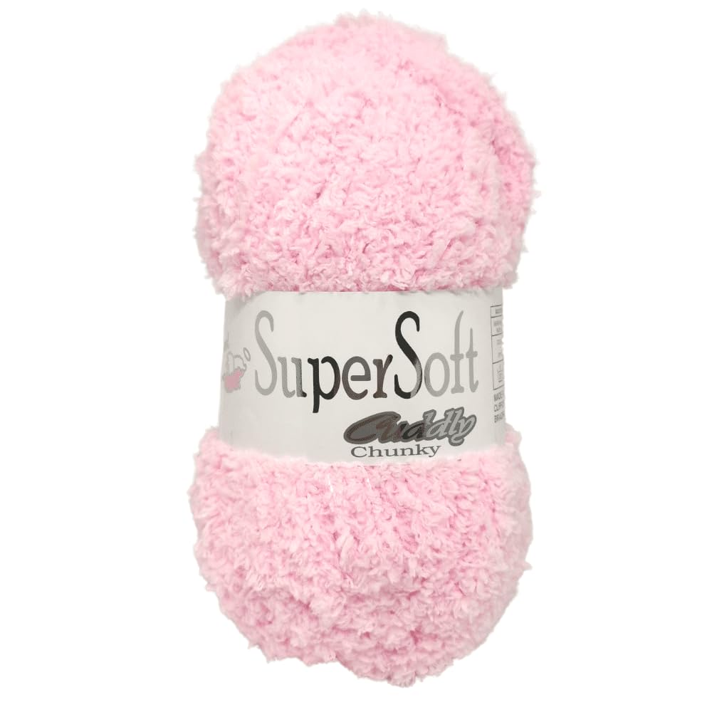 Jarol Super Soft Cuddly Chunky Knitting & Crochet Yarn. Baby Yarn Available in a Selection of Pastel, Neutral & Multicoloured Shades, 100% Polyester, 135 Metres, 100g Balls, Pack of 5, Pink