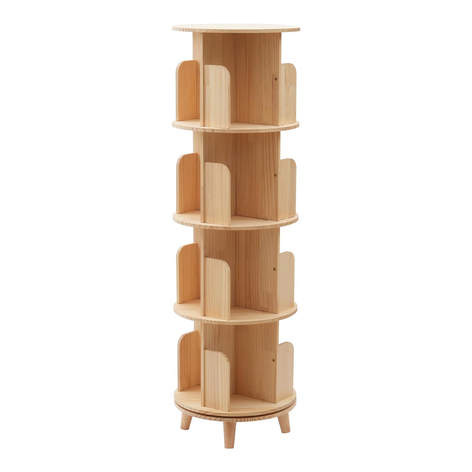 Levkitch 4 Niveles Estantería Giratoria, Giratoria Libros de 360° Estantes de Pie 16 Compartimentos Estantería Giratoria Libros Bookshelf para Oficina, Salón, Estudio (4 estantes)