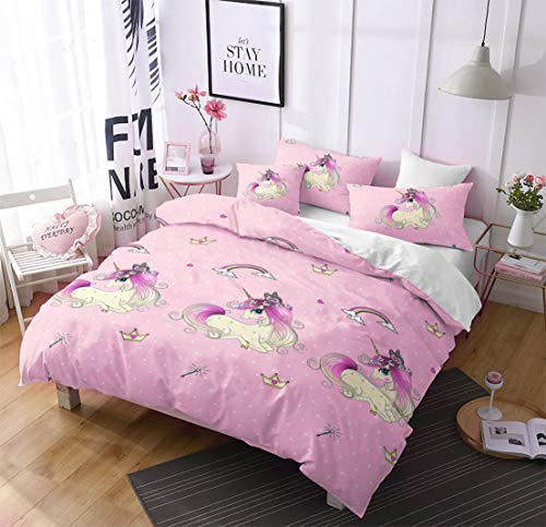Unicorn Bedding Set Queen Size Duvet Cover Kids Girls Quilt Cover Cute Cartoon