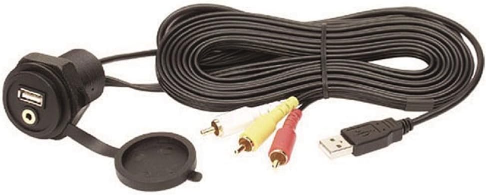 Clarion Corporation of America CCAUSBAV USB 2.0 Port and 3.5mm Audio/Video Mini-Jack with USB Extension Cable, Composite Audio/Video RCA Connectors and Integrated Cover