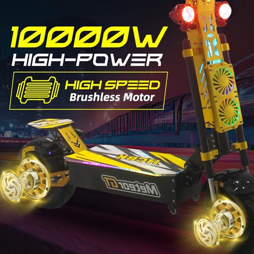 Image of Electric Scooter Adults 10000W Dual Motor, 13 inch Off-Road Tires 68MPH 95-Miles Range 72V /40Ah Battery Foldable Hydraulic Brakes LCD Large Screen for Commuting /Night Riding E-Scooter M8-D Yello
