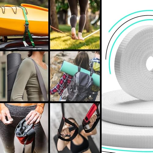 Image of TECEUM 3 /4 inch & 5 /8 inch & 1 inch & 1.5 inch & 2 inch Webbing - 10 25 50 Yards - 40+ Colors - Heavy Duty 1 Inch 1.5 Inch 2 Inch Backpack Straps - Webbing for Outdoors Indoors Crafting DIY