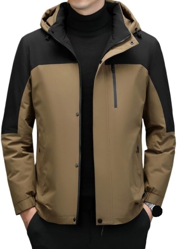 Mens Trendy Casual Winter Cropped Down Jackets Hooded Detachable Fashion Puffer Jacket Coat