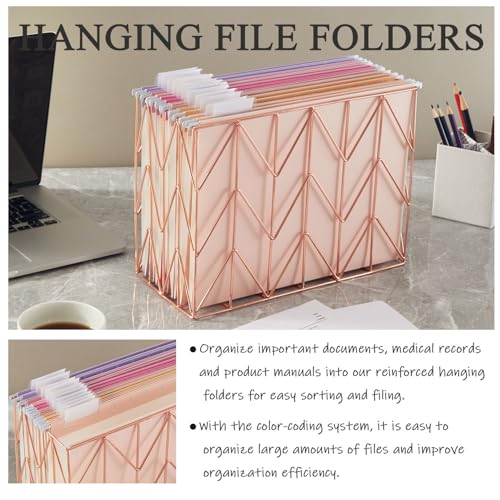 Beramon Pacote com 12 pastas de arquivo suspensas tamanho carta com abas ajustáveis de corte 1/5, pa