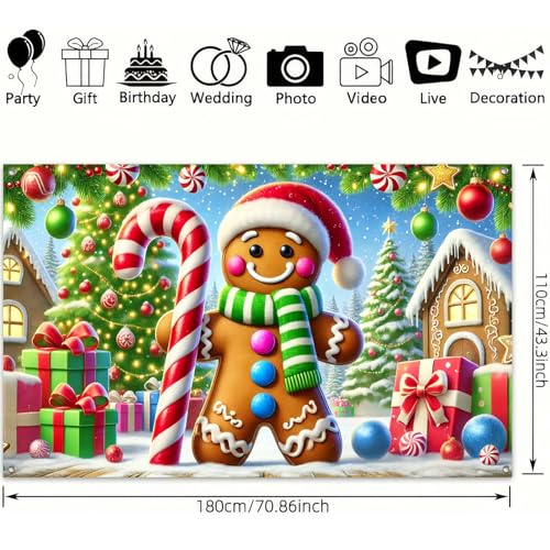 Banner navideño BlissYard 71x43 pulgadas fondo festivo miniatura 3