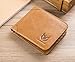 BULLCAPTAIN Men's Genuine Leather RFID Trifold Wallet with 2 ID Window Credit Card Holders Wallets (yellow brown)