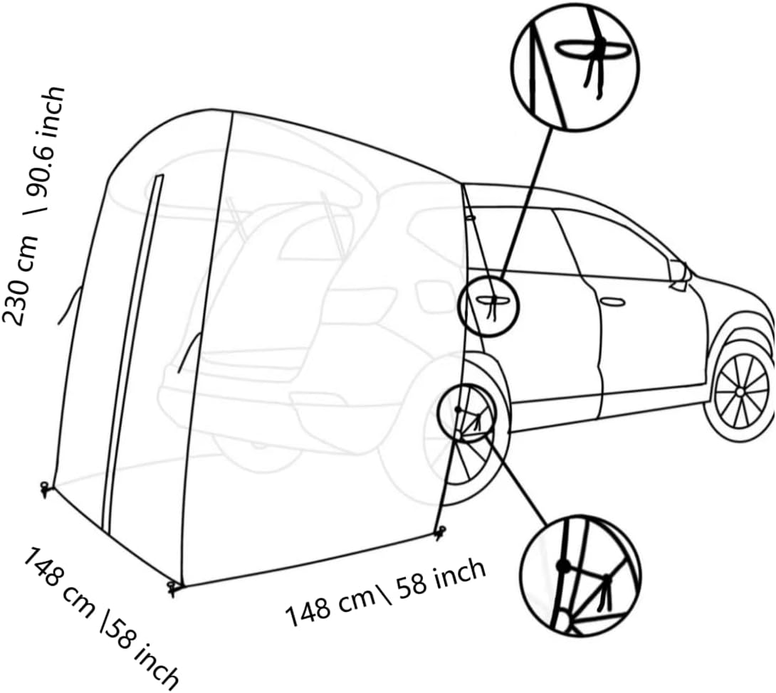 SUV Tailgate Shelter Tent Privacy Shelter Water-Repellent Gray Portable Changing Room for Biking Toilet Shower Sleeping Beach Swimming L:W:H:4.9ft:4.9ft:7.5ft 6pcs Tent Pegs to fix