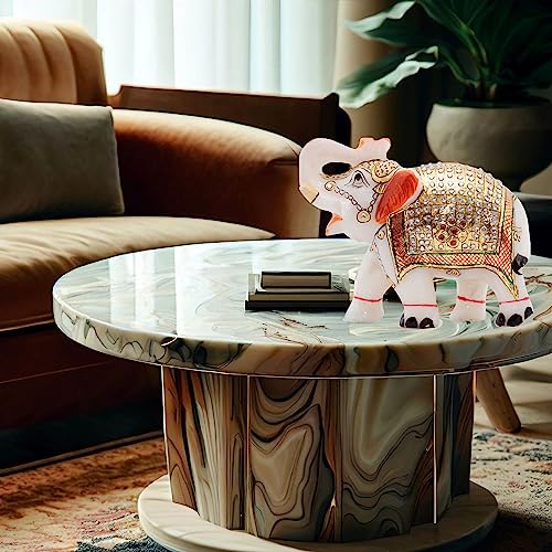 Marble Elephant Large 5 inch Big Size Home Decor Statue for Living Room, Indoor, Front Door, Office, Gifts (Jewelled) — photo — 3 of 9
