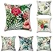 Tebery - Juego de 6 fundas de cojín cuadradas de algodón, para sofá, cama, diseño de flores tropicales y flamencos, 45,7 x 45,7 cm