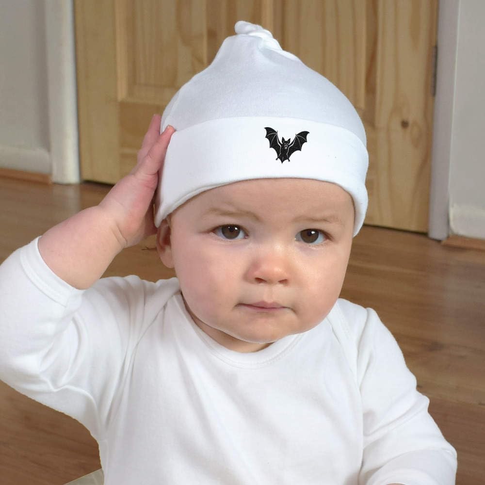 Azeeda 'Scary Vampire Bat with Open Wings' Baby Beanie Hat (BH00038266) White
