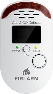 Firlarm 2-in-1 Plug-in Gas & Carbon Monoxide Detector with LED Display, 85dB Alarm for Home, Kitchen, Garage Safety