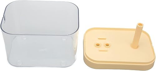 Miniatura 8 de Fuente de agua para gatos, dispensador de agua transparente silencioso para mascotas con tubo de codo para interiores (tapa amarilla)