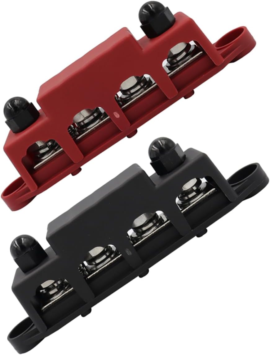 Artibetter 2pcs Power Distribution Blocks Bus Bar Dc Black Red Automotive Truck Car Boat Yacht Safety Covers