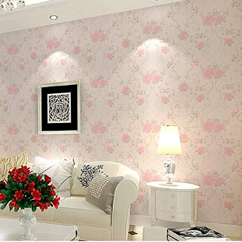 wolpin Wall Stickers Wallpaper Pink Roses (45 x 500 cm) Flower Bouquet Self Adhesive Bedroom Wall Decoration PVC, White