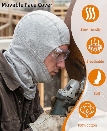 Image of BOCOMAL FR Face Mask Flame Resistant Balaclava 5.5oz Lightweight Arc Rated Helmet Liner Covering Hood for Welding