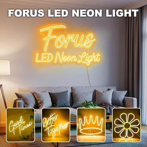 Image of Forus 5 Meter LED Neon Strip Light - Amber, Flexible Waterproof Rope Lights 16.4 Feet with 12V Adapter, Indoor Outdoor Diwali Decorative Lighting, Home Decoration, Wall Decor, 1 Yr Warranty