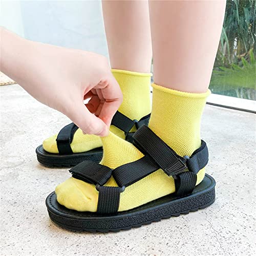 Baby Girl Socks Children's Spring Summer Solid Candy Color Socks Toddler Kids Baby Boys Girls Thin Mesh Crew Socks (Yellow, 2-4 Years)2
