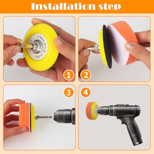 Kit Pulido Faros Coche de 145 Piezas, Disco de Lija para Restauración de Faros de 75mm, Papel de Lija Húmedo/Seco, Pulir Coche, Para Pulir, Lijar, Encerar - Compatible con Taladro, Pulidora, Coche - imagen 5