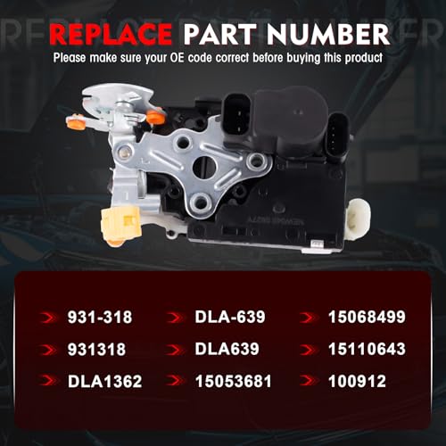 Image of Door Lock Latch Actuator,Front Left Driver Side,Compatible with Cadillac Escalade Chevy Avalanche, Silverado, Suburban, Tahoe GMC Sierra, Yukon 2001-2007,Replace 15110643, 931-318, 15053681