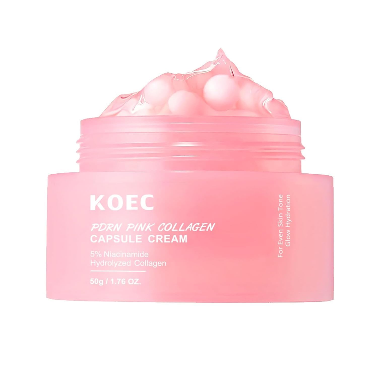 KOEC PDRN Pink Collagen Capsule Cream, Face Moisturizer with Niacinamide, Hydrating Gel Cream for Uneven Skin Tone, 1.94 oz (Send a spoon)